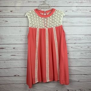 Kori America peach lace mini dress